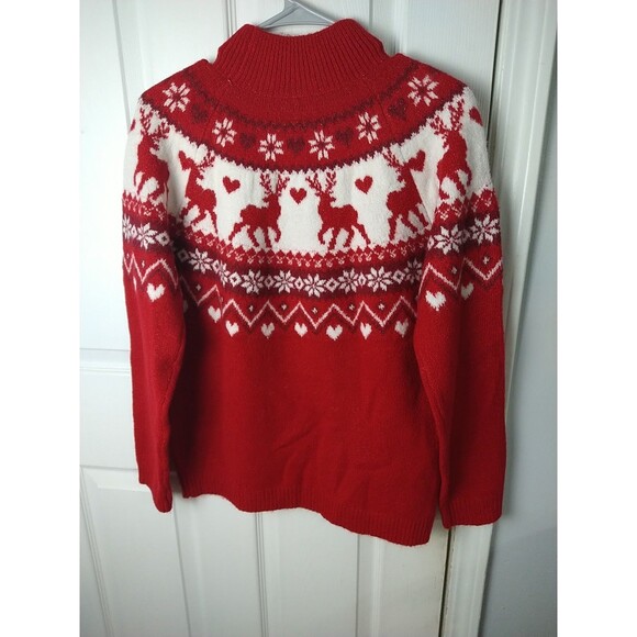 Destination Girls Woman S* Reindeer Red Christmas Sweater Mock Neck Pullover - Picture 9 of 9